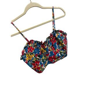 Molly Bracken Bright Color Floral Crop Bandeau Top